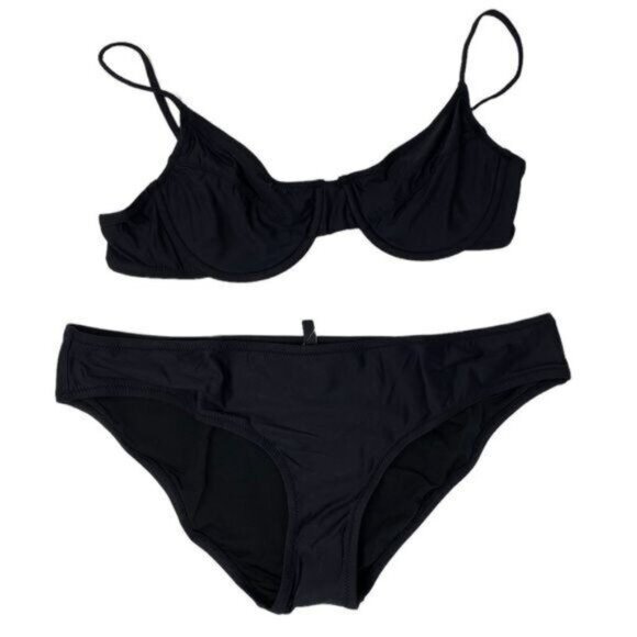 J. Crew 1993 Underwire Surf Hipster Bikini in Black 36A Large NWT - Picture 7 of 9